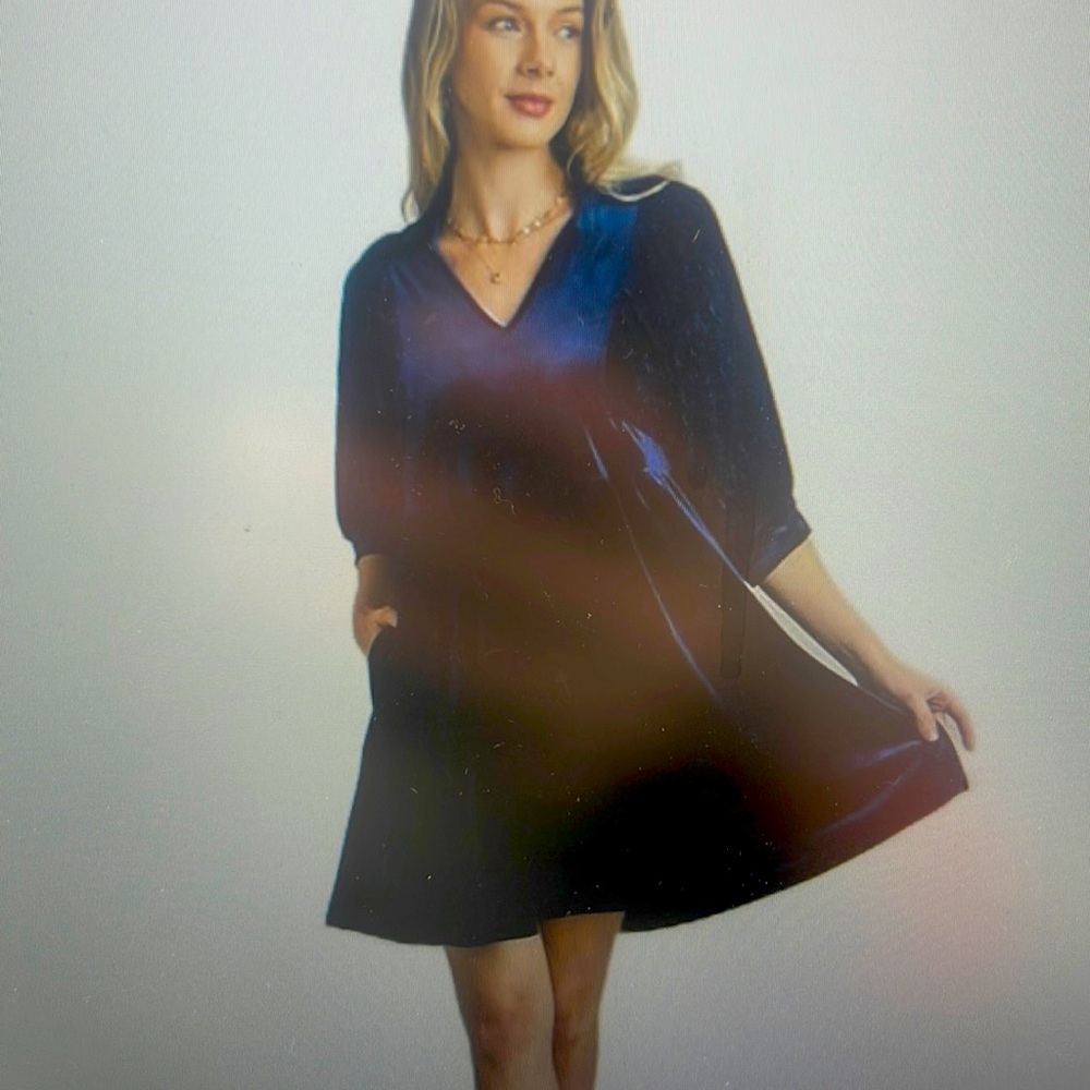Umgee Womens Dress Navy Blue Velvet NEW Babydoll